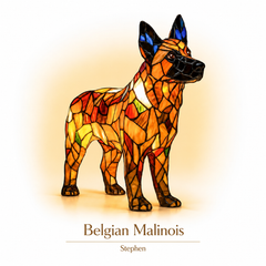 Belgian Malinois stained glass dog lamp
