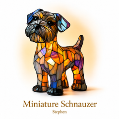 Miniature Schnauzer stained glass dog lamp