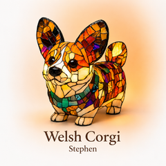 Welsh Corgi stained glass dog lamp